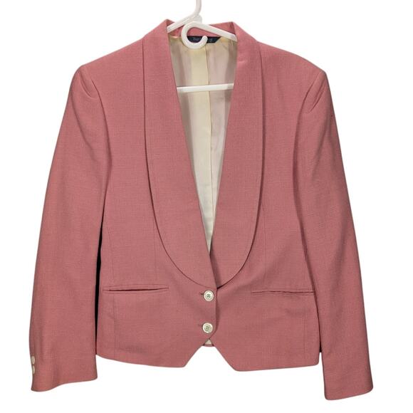 Vintage Burberry Blazer Womens Medium Pure Silk Pink Lined Jacket Preppy READ - Picture 1 of 11